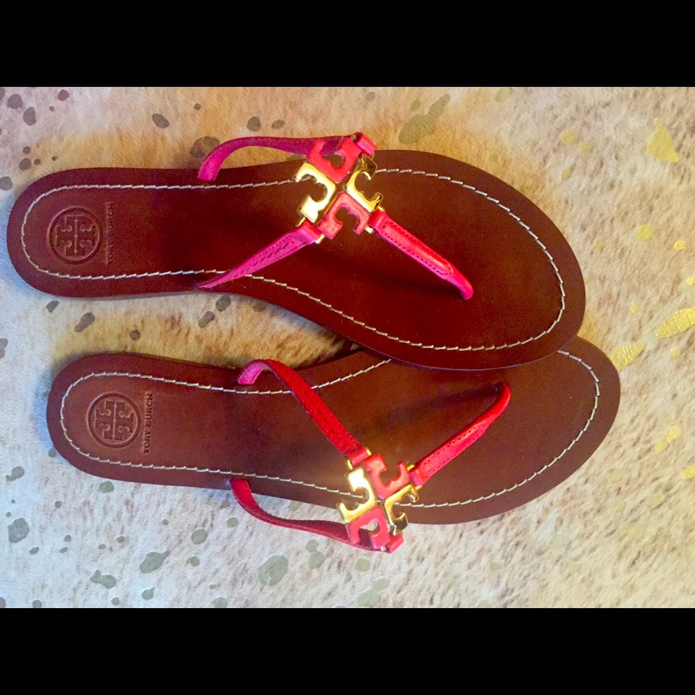 Tory Burch red thin t strap sandal